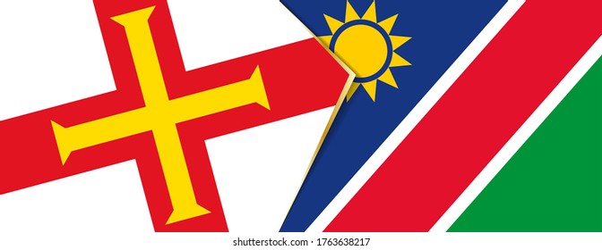 Guernsey and Namibia flags, two vector flags symbol of relationship or confrontation.