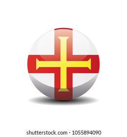 Guernsey national circle button flag background texture. 3D vector illustration.