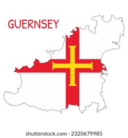 Guernsey National Flag Shaped as Country Map