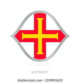Guernsey national team flag in style for international basketball competitions. Vector sign.