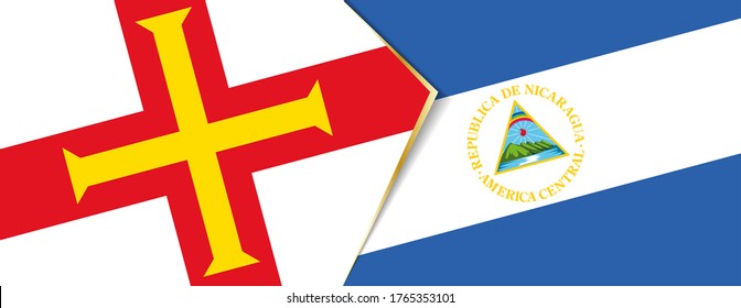 Guernsey und Nicaragua Flaggen, zwei Vektorflaggen Symbol für Beziehung oder Konfrontation.