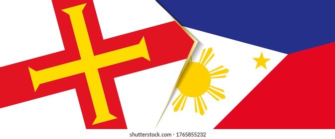 Guernsey and Philippines flags, two vector flags symbol of relationship or confrontation.