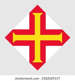 Guernsey rhombus flag. Vector illustration.