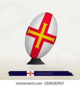 Guernsey Rugby Ball on Rugby Kicking Tees with Modern Design. Illustration perfect for sports, national pride, and rugby-related projects.