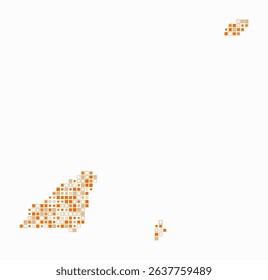 Guernsey, shape of the country build of colored cells. Digital style map of the Guernsey on white background. Small size square blocks. Stylish vector illustration.