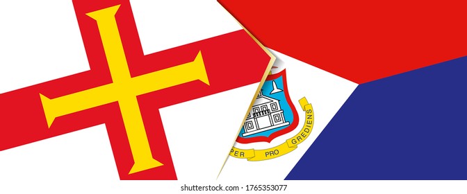 Banderas Guernsey y Sint Maarten, dos banderas vectoriales símbolo de relación o confrontación.