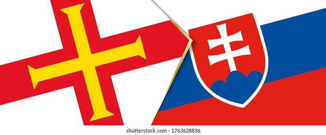 Guernsey and Slovakia flags, two vector flags symbol of relationship or confrontation.