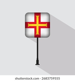 Ilustração do vetor de polo da bandeira de Guernsey Square