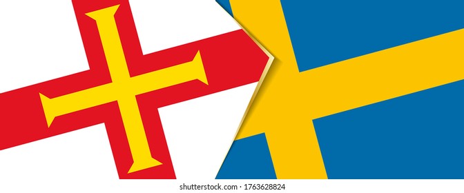 Guernsey and Sweden flags, two vector flags symbol of relationship or confrontation.