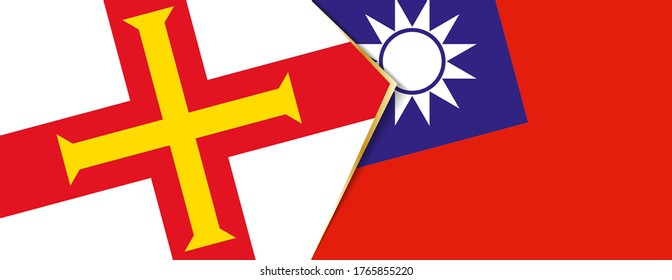 Guernsey and Taiwan flags, two vector flags symbol of relationship or confrontation.