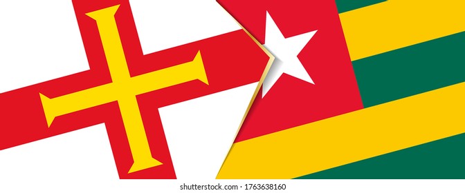 Banderas de Guernsey y Togo, dos banderas vectoriales símbolo de relación o enfrentamiento.