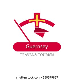 Guernsey The Travel Destination logo - Vector travel company logo design - Country Flag Travel and Tourism concept t shirt graphics - vector illustration
