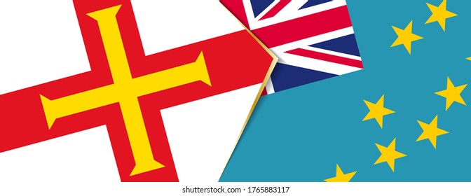 Banderas de Guernsey y Tuvalu, dos banderas vectoriales símbolo de relación o enfrentamiento.