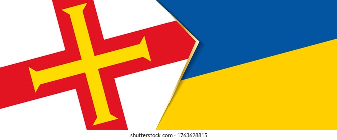 Guernsey and Ukraine flags, two vector flags symbol of relationship or confrontation.