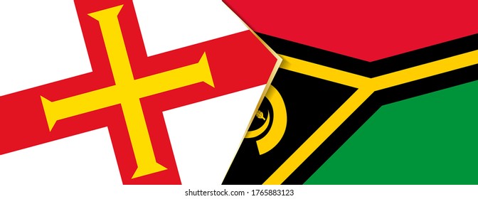 Guernsey and Vanuatu flags, two vector flags symbol of relationship or confrontation.