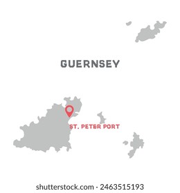 Guernsey vector map illustration, country map silhouette with mark the capital city of Guernsey inside. vector illustration. Every country in the world is here