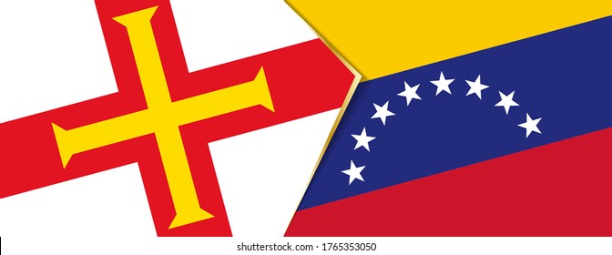 Guernsey and Venezuela flags, two vector flags symbol of relationship or confrontation.