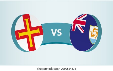 Guernsey versus Anguilla, team sports competition concept. Round flag of countries.