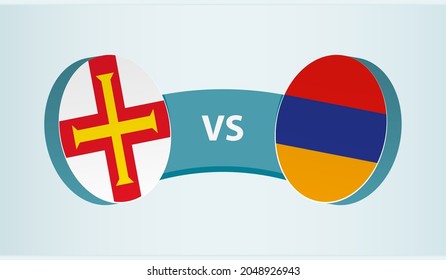 Guernsey versus Armenia, team sports competition concept. Round flag of countries.
