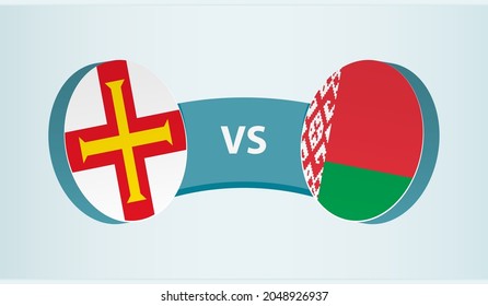 Guernsey versus Belarus, team sports competition concept. Round flag of countries.