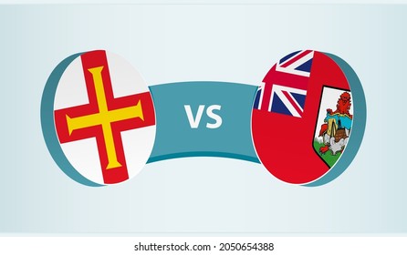 Guernsey versus Bermuda, team sports competition concept. Round flag of countries.