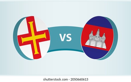 Guernsey versus Cambodia, team sports competition concept. Round flag of countries.