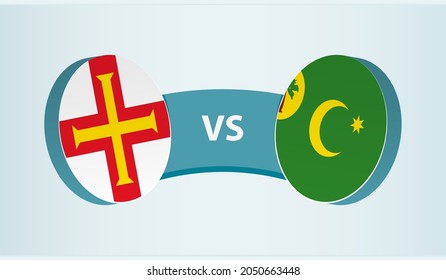 Guernsey versus Cocos Islands, team sports competition concept. Round flag of countries.