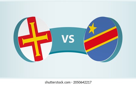 Guernsey versus DR Congo, concepto de competencia deportiva en equipo. Bandera redonda de países.
