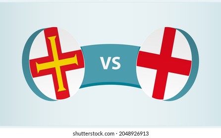 Guernsey versus England, team sports competition concept. Round flag of countries.