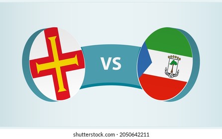 Guernsey versus Equatorial Guinea, team sports competition concept. Round flag of countries.