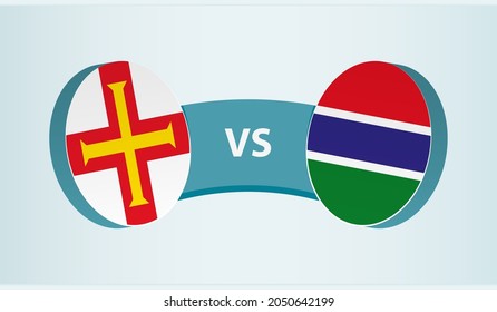 Guernsey versus Gambia, team sports competition concept. Round flag of countries.