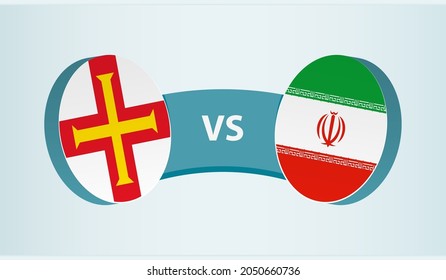 Guernsey versus Iran, team sports competition concept. Round flag of countries.