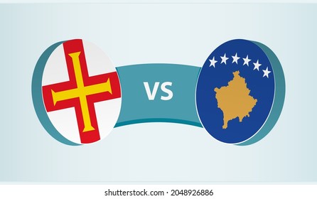 Guernsey versus Kosovo, team sports competition concept. Round flag of countries.
