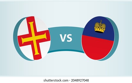 Guernsey versus Liechtenstein, team sports competition concept. Round flag of countries.