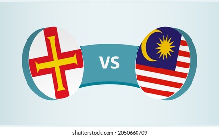 Guernsey versus Malaysia, team sports competition concept. Round flag of countries.