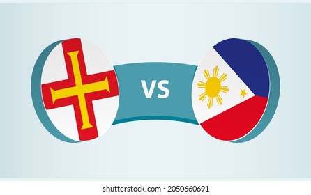 Guernsey versus Philippines, team sports competition concept. Round flag of countries.