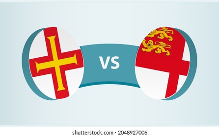 Guernsey versus Sark, team sports competition concept. Round flag of countries.