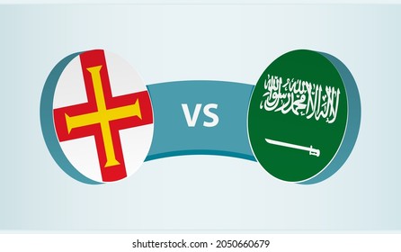 Guernsey versus Saudi Arabia, team sports competition concept. Round flag of countries.