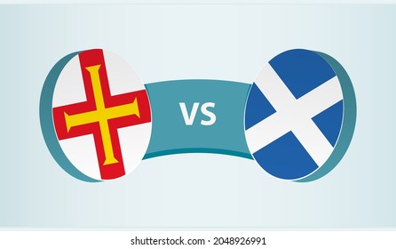 Guernsey versus Scotland, team sports competition concept. Round flag of countries.