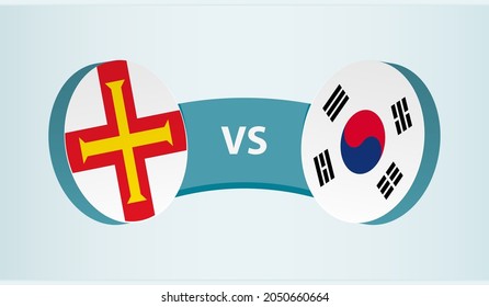 Guernsey versus South Korea, team sports competition concept. Round flag of countries.