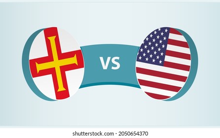 Guernsey versus USA, team sports competition concept. Round flag of countries.