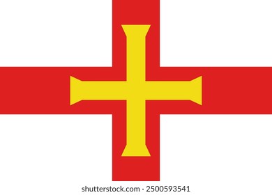 Guernsey waving flag pattern background. Realistic national flag design. Abstract vector template.