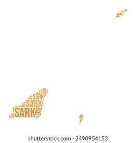 Guernsey Word Cloud. Country shape with region division. Guernsey typography style image. Region names tag clouds. Vector illustration.