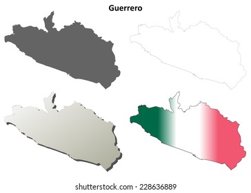 Guerrero blank outline map set