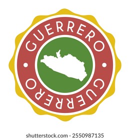 Guerrero, Mexico Badge Map Vector Seal Vector Sign. National Symbol Country Stamp Design Icon Label. 