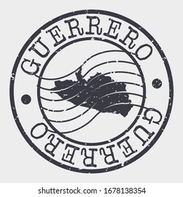 Guerrero, Mexico City, CDMX, Mexico Stamp Postal. A Map Silhouette Seal. Passport Round Design. Vector Icon Design Retro Travel.