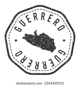 Guerrero, Mexico Map Stamp Retro Postmark. Silhouette Postal Passport. Seal Round Vector Icon. Badge Vintage Postage Design.