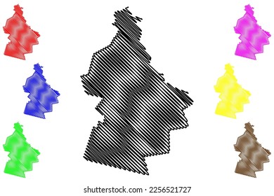 Guerrero municipality (Free and Sovereign State of Coahuila de Zaragoza, Mexico, United Mexican States) map vector illustration, scribble sketch Guerrero map