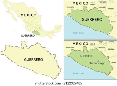 Guerrero state location on map of Mexico