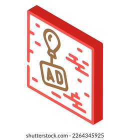 vector de icono isométrico de la publicidad guerrillera. signo de publicidad de guerrilla. ilustración de símbolo aislado